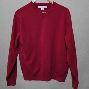 Amazon Essentials Men's Red Fleece Crewneck Sweatshirt V-Neck Size L